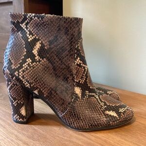 Vince Camuto Women’s Brown Snake-Print Ankle Boot